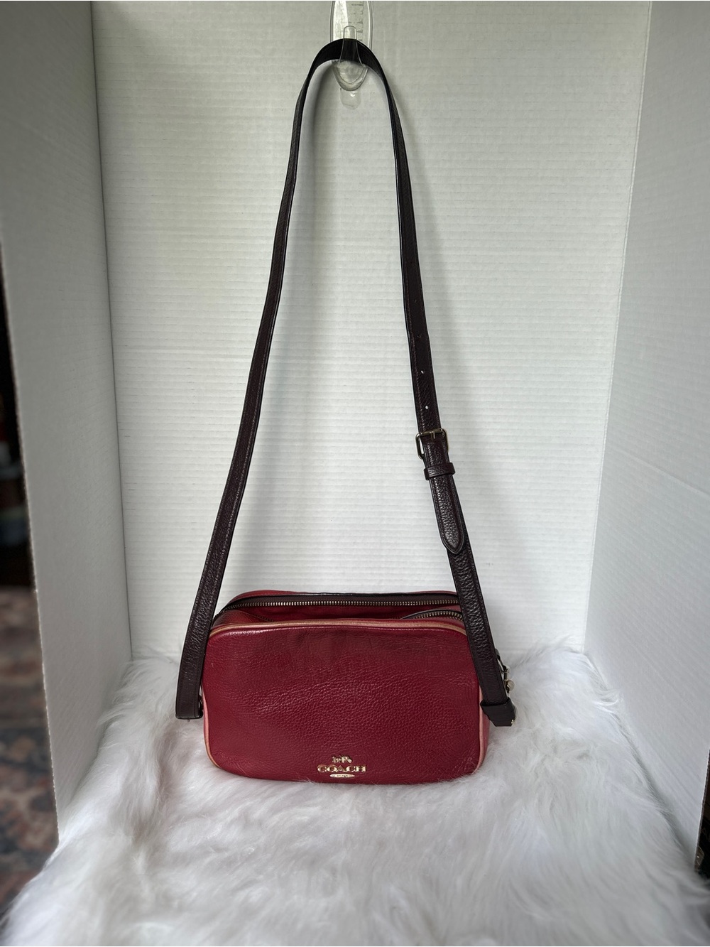 Coach Colorblock Pebbled Leather Camera Bag with Strap - Picture 12 of 15